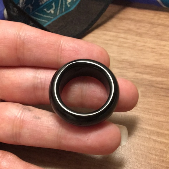 🎲TRADED🎲BLACK AGATE ring, unisex band - Picture 8 of 17